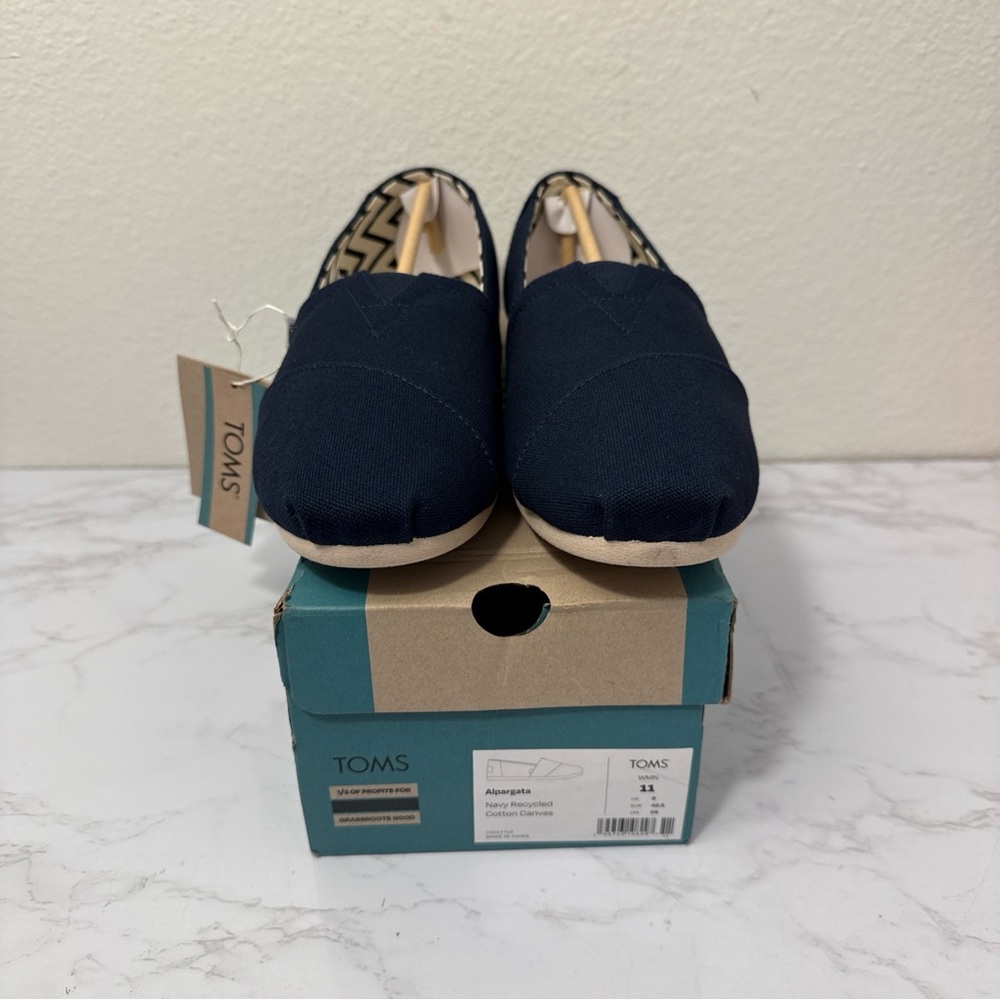 TOMS Dark Blue Canvas Slip-Ons
